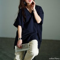 GOLD JAPAN/ゴールドジャパン GOLDJAPAN Vネックタックドルマンチュニック/508067374