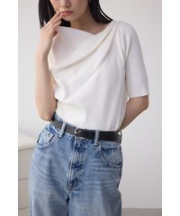 AZUL by moussy/ドレープデザイン5分袖リブニット/508067604