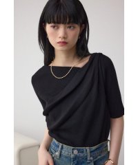 AZUL by moussy/ドレープデザイン5分袖リブニット/508067604