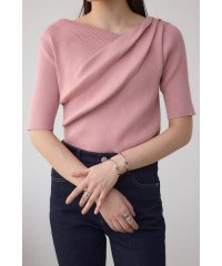 AZUL by moussy/ドレープデザイン5分袖リブニット/508067604