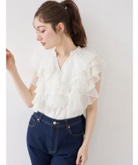 tocco closet/トッコクローゼット tocco closet パール釦ラッフルフリルシアーブラウス/508070153