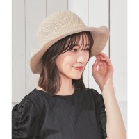 Honeys/ハニーズ Honeys 透かし編リボン付ハット 帽子 ハット リボン付ハット ポケッタブル 透かし編みハット リボン シフォン ドットチュール サイズ調整 レデ/508070169