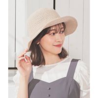 Honeys/ハニーズ Honeys 透かし編リボン付ハット 帽子 ハット リボン付ハット ポケッタブル 透かし編みハット リボン シフォン ドットチュール サイズ調整 レデ/508070169