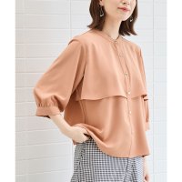 Honeys/ハニーズ Honeys 6分袖ケープ風ブラウス トップス ブラウス ケープ風ブラウス 大きいサイズ オフィス きれいめ ケープ風 無地 ジョーゼット素材 レディ/508070205