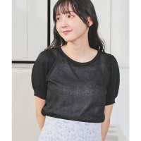 Honeys/ハニーズ Honeys ラメシアーニット トップス ニット セーター 半袖 シアーニット ラメニット 半袖ニット ラメ シアー素材 クルーネック 無地 レディー/508070242