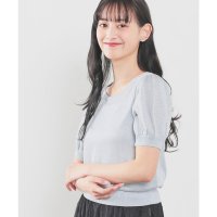 Honeys/ハニーズ Honeys ラメシアーニット トップス ニット セーター 半袖 シアーニット ラメニット 半袖ニット ラメ シアー素材 クルーネック 無地 レディー/508070242