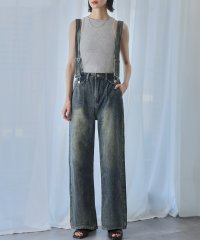 Ampirula/アンピルーラ Ampirula サスペンダー付きヴィンテージライクワイドストレートデニムパンツ/508075251