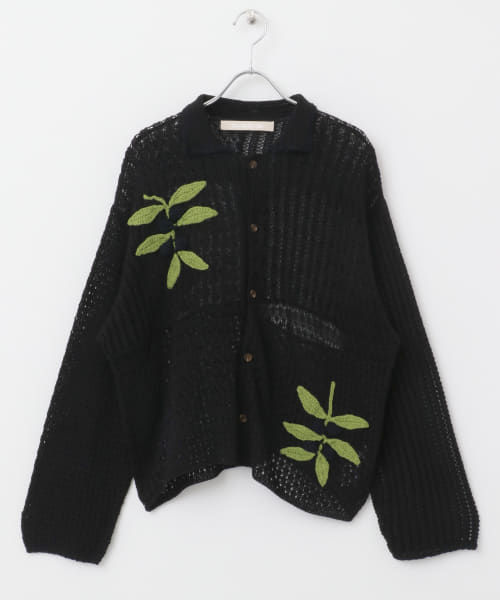 Olive Crochet Shirts/White | leinwände | ラインヴァンドの