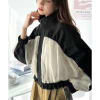 Classical Elf/クラシカルエルフ Classical Elf 柔らかなシアーが魅力。軽量ナイロン異素材ドッキングギャザー使いスタンドカラーブルゾン/508076462