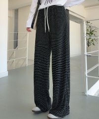 LOWO/ロワ LOWO ボーダーイージーワイドパンツ/508077876