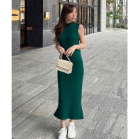 KOBE LETTUCE/コウベレタス KOBE LETTUCE ［ 岡部あゆみさんコラボ ］リブニットノースリーブワンピース【プチハイストレート】[選べるタイプ] [E300E]/508078270