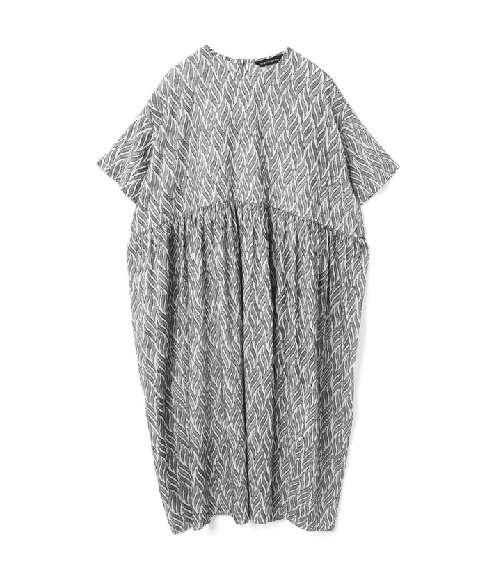 mizuiro ind カットジャガードクルーネックギャザーワンピース