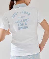 JUN and ROPE/【UV】【吸水速乾】チェッカーボード衿バックプリント半袖ポロ/508078788