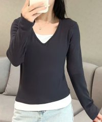 LOWO/ロワ LOWO ストレッチ素材Vネックカットソー/508078889