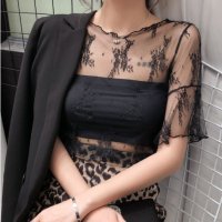 Belle Cie/ベルシー Belle Cie トップス シアー レース 半袖 透け感 総柄 花柄 シースルー レディース 夏 韓国ファッション おしゃれ トレンド レイヤード /508079235