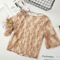 Belle Cie/ベルシー Belle Cie トップス シアー レース 半袖 透け感 総柄 花柄 シースルー レディース 夏 韓国ファッション おしゃれ トレンド レイヤード /508079235