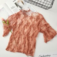 Belle Cie/ベルシー Belle Cie トップス シアー レース 半袖 透け感 総柄 花柄 シースルー レディース 夏 韓国ファッション おしゃれ トレンド レイヤード /508079235