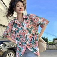 Belle Cie/ベルシー Belle Cie 花柄 シャツ レディース 柄シャツ 半袖 半袖シャツ ブラウス 韓国ファッション 夏 トップス レトロ テロテロ アロハ おしゃれ/508079237