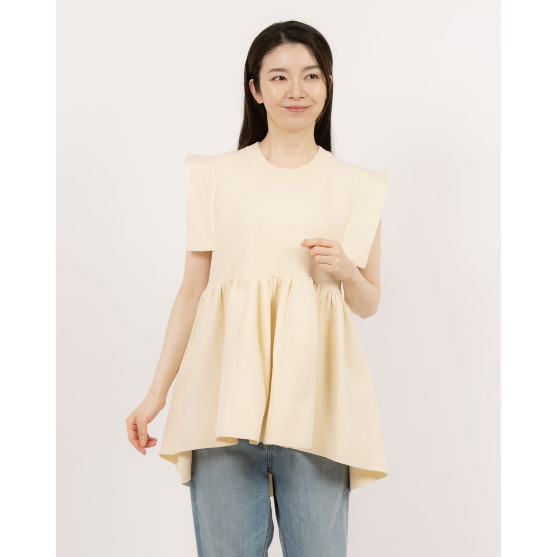 クラネ CLANE SQUARE SELEEVE GATHER KNIT TOPS(508079309