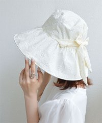 styiro/スタイロ styiro 【UVカット・紐付き】ワイヤー入り花柄膨れジャガードリボンつば広帽子 ハット/508079340