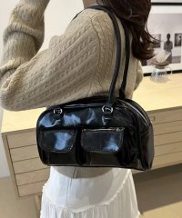 shopnikoniko/ショップニコニコ ShopNikoNiko フロントダブルポケット ボストンバッグ【即納】韓国バッグ 韓国ギャル 鞄 カバン かばん バッグ 横長バッグ スクエ/508079470