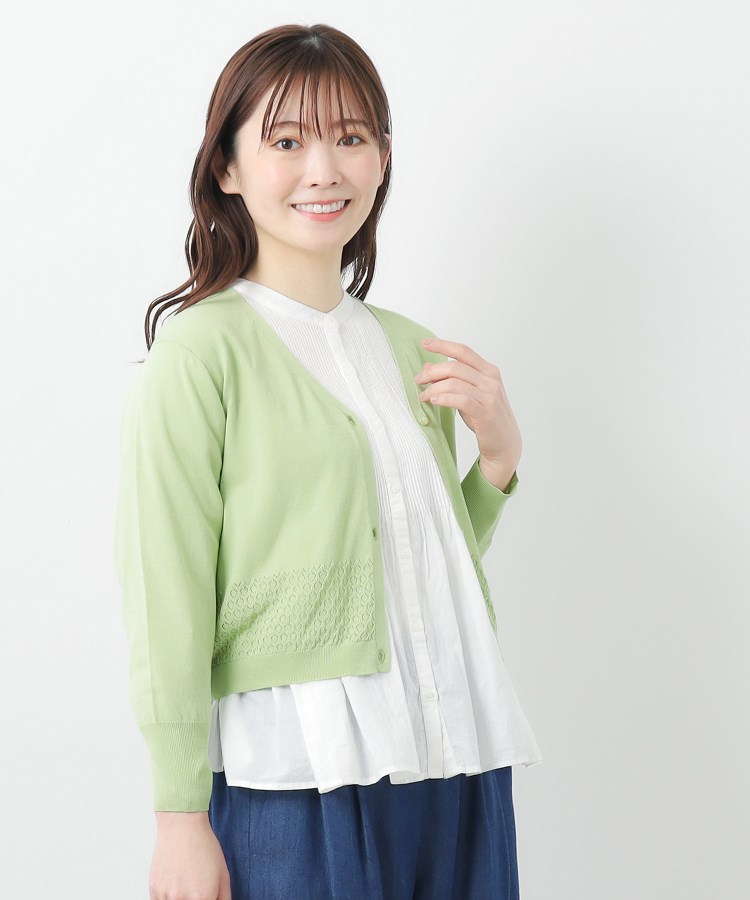 【LAURA ASHLEY/ローラーアシュレイ】美品 ジャケットカーディガン M ローラ アシュレイ LAURA ASHLEY 【ミドル丈】カシミヤ混