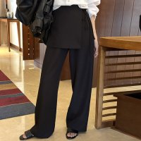 REAL STYLE/リアルスタイル REAL STYLE スカート付きパンツ ワイドパンツ ロング ラップスカート スラックス レディース ボトムス 韓国 レイヤード風 重ね着風 /508081850