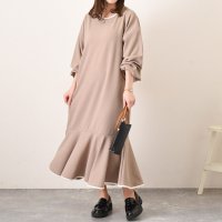 REAL STYLE/リアルスタイル REAL STYLE ワンピース レディース 長袖 春 ロング きれいめ エンボス 速乾 マーメイド Aライン 無地 おしゃれ 体型カバー オフ/508081855