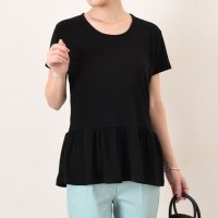REAL STYLE/リアルスタイル REAL STYLE カットソー レディース 半袖 裾フリル 無地 付け裾 つけ裾 レイヤード 重ね着 薄手 涼しい トップス Tシャツ ペプラ/508081856