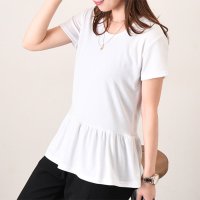 REAL STYLE/リアルスタイル REAL STYLE カットソー レディース 半袖 裾フリル 無地 付け裾 つけ裾 レイヤード 重ね着 薄手 涼しい トップス Tシャツ ペプラ/508081856