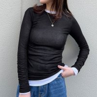REAL STYLE/リアルスタイル REAL STYLE カットソー レディース シアー トップス インナー クルーネック 長袖 春 夏 コンパクト レイヤード 重ね着 シースルー/508081857