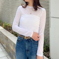 REAL STYLE/リアルスタイル REAL STYLE カットソー レディース シアー トップス インナー クルーネック 長袖 春 夏 コンパクト レイヤード 重ね着 シースルー/508081857