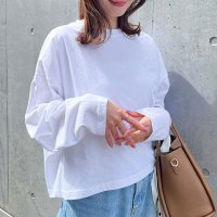 REAL STYLE/リアルスタイル REAL STYLE カットソー レディース 長袖 綿 コットン 薄手 Tシャツ ロンT ゆったり 大きめ カジュアル 春 夏 秋 シンプル 韓/508081858