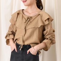 REAL STYLE/リアルスタイル REAL STYLE ブラウス 長袖 レディース リボン フリル フォーマル オフィス オシャレ 白 トップス 春 夏 秋 シアー 透け感 ゆっ/508081863