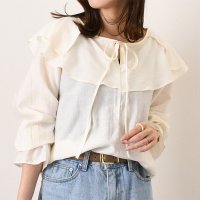REAL STYLE/リアルスタイル REAL STYLE ブラウス 長袖 レディース リボン フリル フォーマル オフィス オシャレ 白 トップス 春 夏 秋 シアー 透け感 ゆっ/508081863