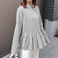 REAL STYLE/リアルスタイル REAL STYLE カットソー レディース 長袖 綿 コットン トップス Tシャツ ロンT 薄手 春 夏 秋 冬 裾フリル フレア ゆったり /508081865