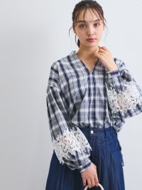 QUEENS COURT/クイーンズコート QUEENS COURT レース切替スキッパーシャツ≪洗濯機で洗える≫/508081926