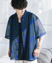 Rocky Monroe/ロッキーモンロー Rocky Monroe カジュアルシャツ 半袖 メッシュ 総柄 メンズ レディース シアー レギュラーカラー オーバーサイズ チェック グレ/508082187