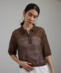 サロン　アダム　エ　ロペ/シアークレープクロップドポロシャツ/508082365