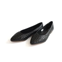 pointer/ポインター pointer [アミアミ] パンプス 本革 編み込み レディース 靴 黒 白 ぺたんこ PO－CR24/508082404