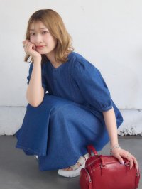 RETRO GIRL/レトロガール RETRO GIRL 袖ボリュームデニムOP/508082414