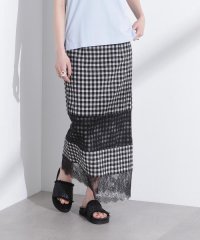 シアーチェックレースボーダーマキシスカート