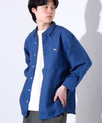 GLOSTER/【GLOSTER/グロスター】フレンチブルドッグ刺繍 リネン 7分袖シャツ/508042124