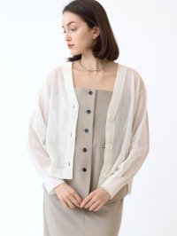 Aga/アーガ Aga シアーVネックカーディガン/508083484