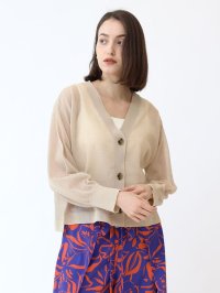 Aga/アーガ Aga シアーVネックカーディガン/508083484