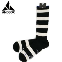 ANDSOX/アンドソックス ANDSOX SUPPORT PILE CREW STRIPE BLACK/WHITE [26476/26477]/508083964