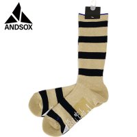 ANDSOX/アンドソックス ANDSOX SUPPORT PILE CREW STRIPE WHITE/NAVY [26478/26479]/508083968