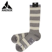 ANDSOX/アンドソックス ANDSOX SUPPORT PILE CREW STRIPE GRAY/OFFWHITE [26480/26481]/508083970
