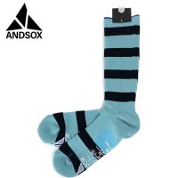 ANDSOX/アンドソックス ANDSOX SUPPORT PILE CREW STRIPE SKY/NAVY [26486/26487]/508083973
