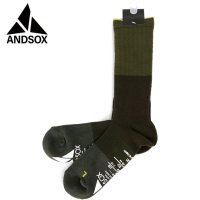 ANDSOX/アンドソックス ANDSOX SUPPORT PILE CREW OLIVE [26496/26497]/508083980